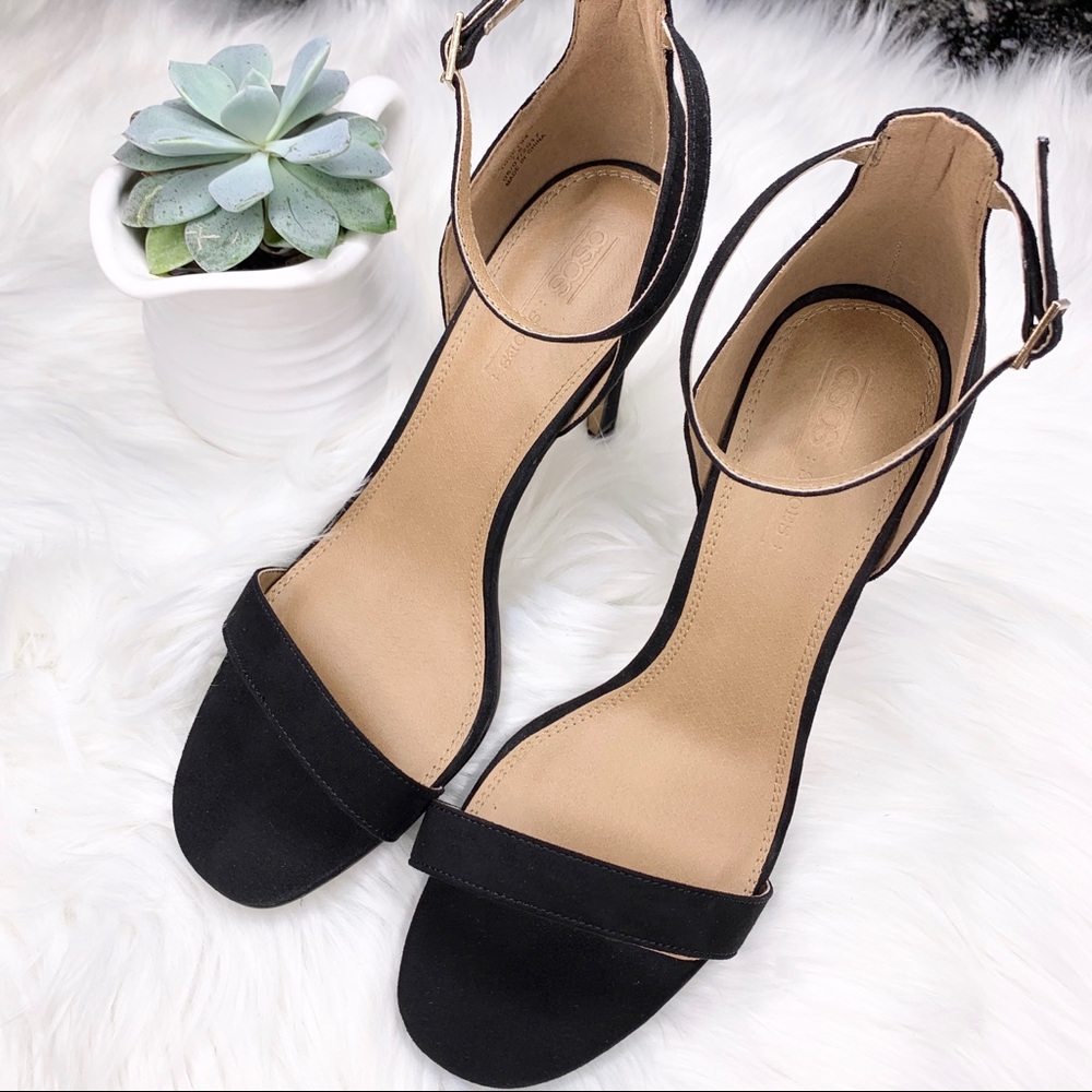 ASOS Black Ankle Strap Stiletto Heels 7.5